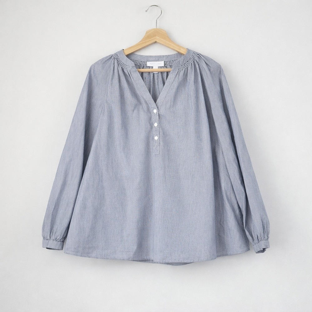 White Label The White Co Blue‎ White Striped Organic Cotton Shirt Women's Size 6